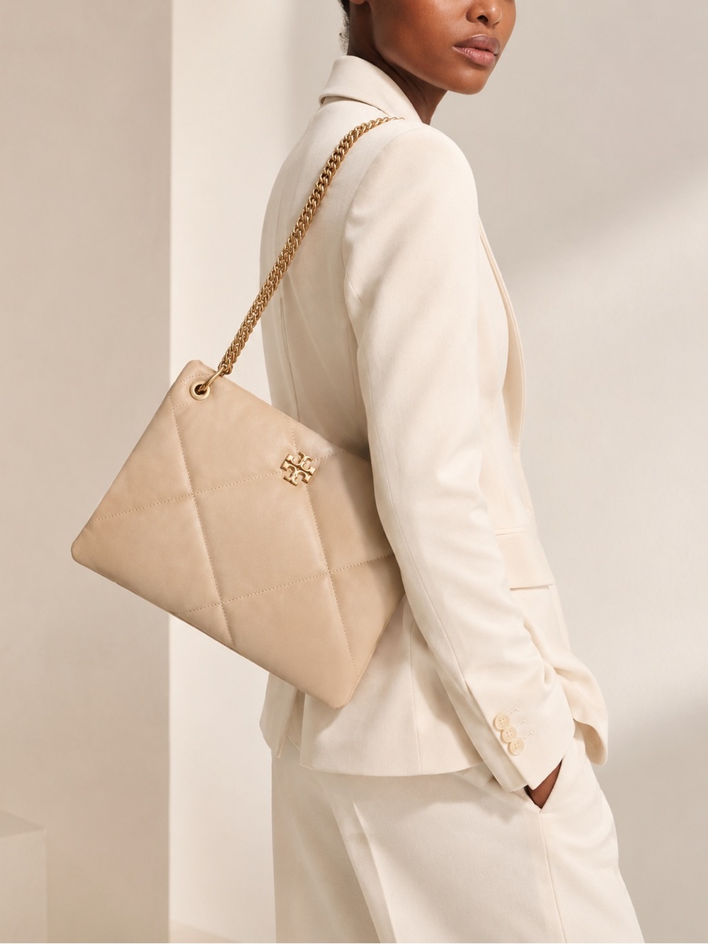 Tory Burch Small Kira Diamond Quilted Leather Shoulder Bag. NEW